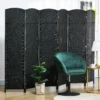 6 delige kamerscherm, opvouwbare privacy scherm, privacy wand voor woonkamer, slaapkamer, thuiskantoor, zwart 2