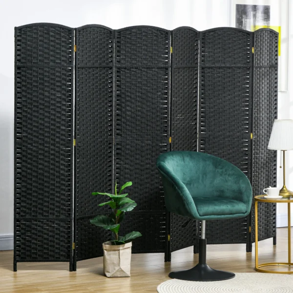 6 delige kamerscherm, opvouwbare privacy scherm, privacy wand voor woonkamer, slaapkamer, thuiskantoor, zwart 2