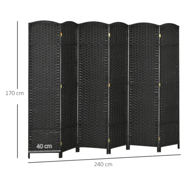 6 delige kamerscherm, opvouwbare privacy scherm, privacy wand voor woonkamer, slaapkamer, thuiskantoor, zwart 4