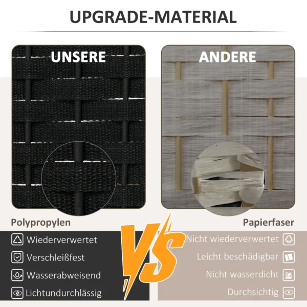 6 delige kamerscherm, opvouwbare privacy scherm, privacy wand voor woonkamer, slaapkamer, thuiskantoor, zwart 5