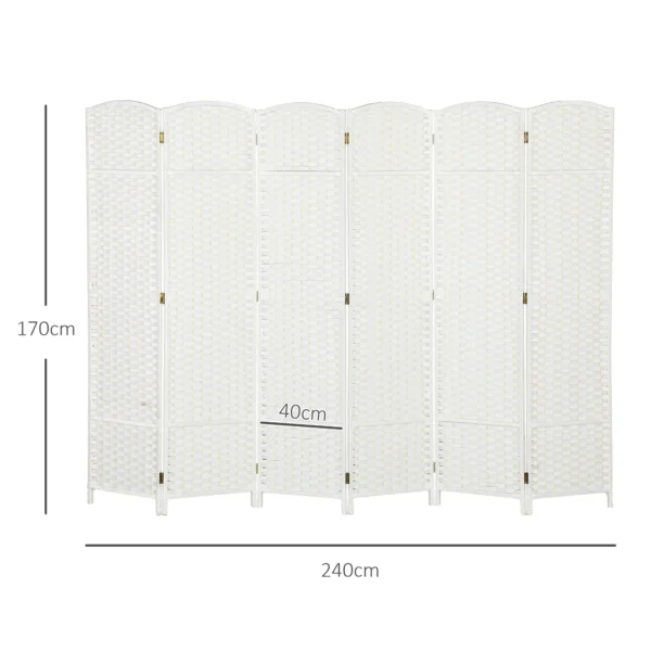 6 delige kamerverdeler, opvouwbare privacy scherm, privacy wand voor woonkamer, slaapkamer, thuiskantoor, wit 4