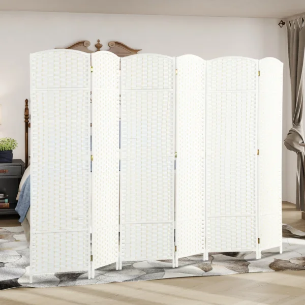 6 delige kamerverdeler, opvouwbare privacy scherm, privacy wand voor woonkamer, slaapkamer, thuiskantoor, wit 8