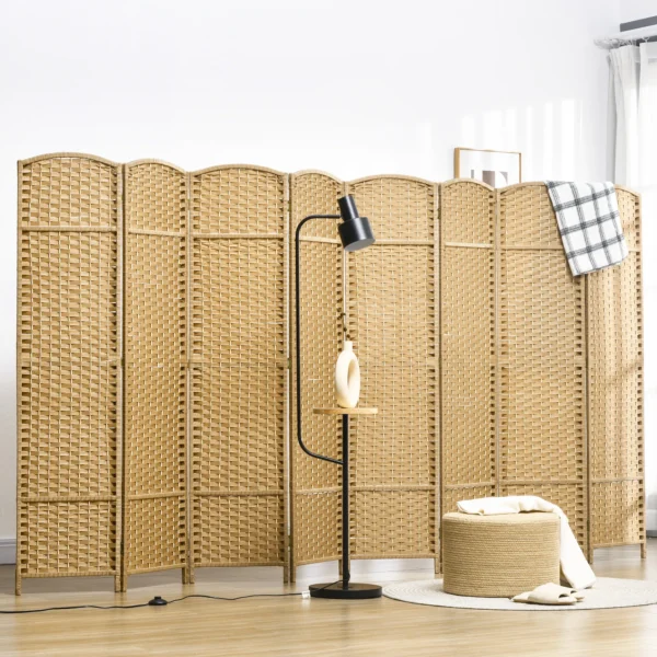 8 delige kamerverdeler, opvouwbare privacy scherm, privacy wand voor woonkamer, slaapkamer, thuiswerkplek, natuur 2