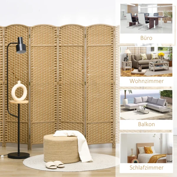8 delige kamerverdeler, opvouwbare privacy scherm, privacy wand voor woonkamer, slaapkamer, thuiswerkplek, natuur 8