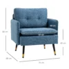 Accentstoel met knoopstiksels, gestoffeerde stoel, afneembare kussens, zwart + goud + blauw 4