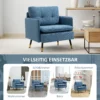 Accentstoel met knoopstiksels, gestoffeerde stoel, afneembare kussens, zwart + goud + blauw 7