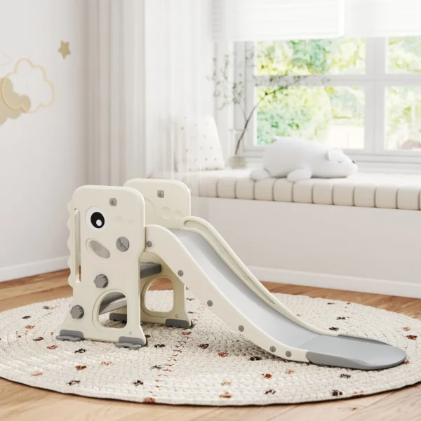 Aiyaplay 3 in 1 kinder glijbaan met klimrek, basketbalnet bal, opvouwbare indoor peuterglijbaan voor kinderen van 2 5 jaar 2