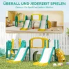 Aiyaplay 9 in 1 glijbaan en schommelset voor peuters, met basketbalring, telescoop, tekenbord, kikker design, geel+groen 10