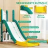 Aiyaplay 9 in 1 glijbaan en schommelset voor peuters, met basketbalring, telescoop, tekenbord, kikker design, geel+groen 6