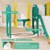 Aiyaplay 9 in 1 glijbaan en schommelset voor peuters, met basketbalring, telescoop, tekenbord, kikker design, geel+groen 7