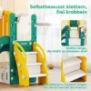 Aiyaplay 9 in 1 glijbaan en schommelset voor peuters, met basketbalring, telescoop, tekenbord, kikker design, geel+groen 8