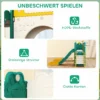 Aiyaplay 9 in 1 glijbaan en schommelset voor peuters, met basketbalring, telescoop, tekenbord, kikker design, geel+groen 9