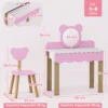 Aiyaplay kinder kaptafel set met kruk, make up spiegel, beervorm, lade, mdf, roze 4