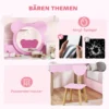 Aiyaplay kinder kaptafel set met kruk, make up spiegel, beervorm, lade, mdf, roze 7
