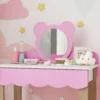 Aiyaplay kinder kaptafel set met kruk, make up spiegel, beervorm, lade, mdf, roze 9