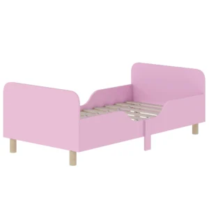 Aiyaplay kinderbedframe, enkel bedframe voor kinderen, veiligheidshek, klein bed voor kinderkamer, mdf, zonder matras, roze 1