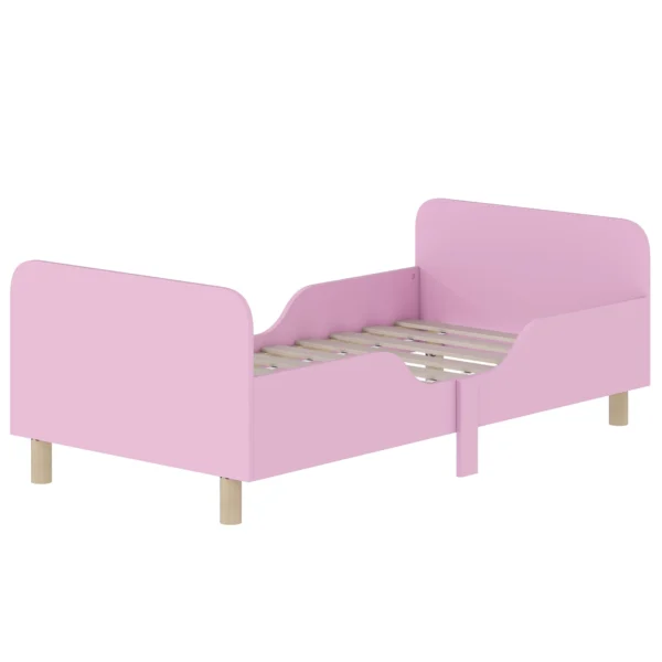 Aiyaplay kinderbedframe, enkel bedframe voor kinderen, veiligheidshek, klein bed voor kinderkamer, mdf, zonder matras, roze 1