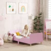Aiyaplay kinderbedframe, enkel bedframe voor kinderen, veiligheidshek, klein bed voor kinderkamer, mdf, zonder matras, roze 2
