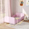 Aiyaplay kinderbedframe, enkel bedframe voor kinderen, veiligheidshek, klein bed voor kinderkamer, mdf, zonder matras, roze 4
