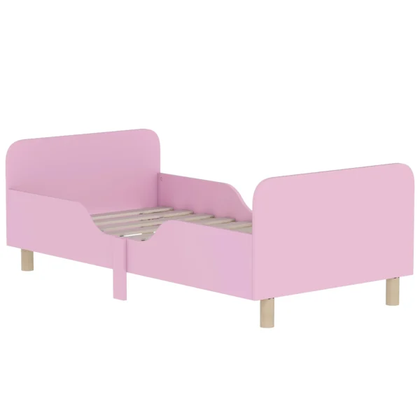 Aiyaplay kinderbedframe, enkel bedframe voor kinderen, veiligheidshek, klein bed voor kinderkamer, mdf, zonder matras, roze 7