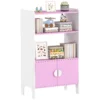 Aiyaplay kinderboekenkast, 2 planken, 2 kasten, vrijstaand, anti kantelontwerp, antislipvoeten, mdf, roze+wit 7