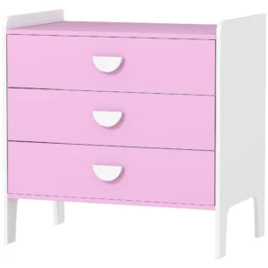 Aiyaplay kinderkast met 3 lades, mdf, opbergkast voor kinderen, roze+wit 1