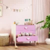 Aiyaplay kinderkast met 3 lades, mdf, opbergkast voor kinderen, roze+wit 2
