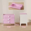 Aiyaplay kinderkast met 3 lades, mdf, opbergkast voor kinderen, roze+wit 4