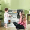 Aiyaplay kinderkeuken, speelkeuken met telefoon, schoolbord, magnetron, fornuis, spoelbak, accessoires, ijsmachine, 3 8 jaar, wit 2