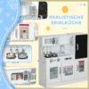 Aiyaplay kinderkeuken, speelkeuken met telefoon, schoolbord, magnetron, fornuis, spoelbak, accessoires, ijsmachine, 3 8 jaar, wit 6