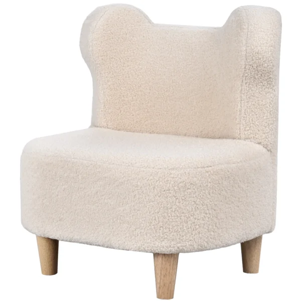 Aiyaplay kinderstoel, pluche stoel met berenoren, fleece hoes, schuimstof, beige 1