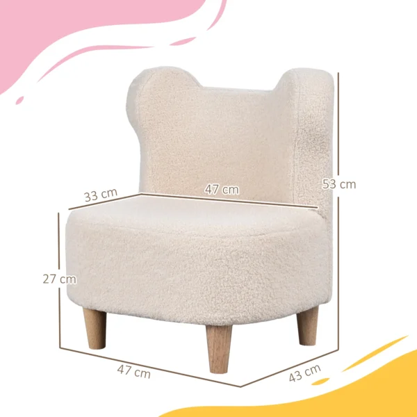 Aiyaplay kinderstoel, pluche stoel met berenoren, fleece hoes, schuimstof, beige 4