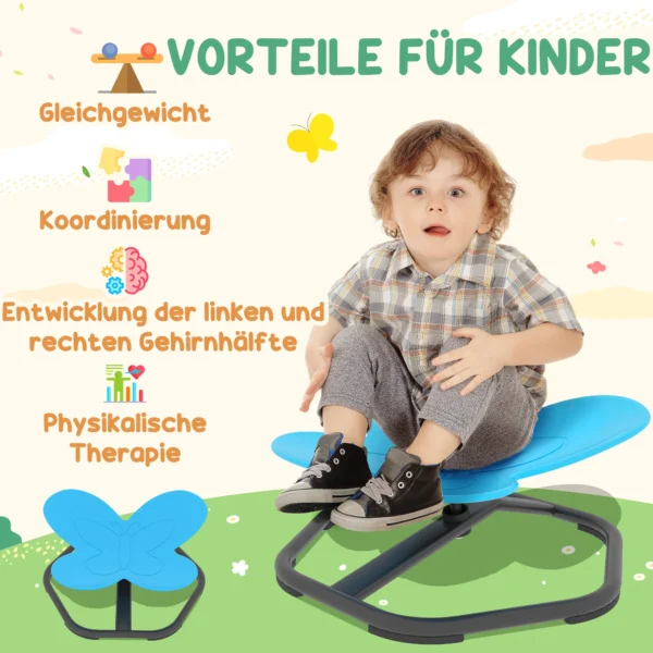 Aiyaplay sensorische draaistoel voor kinderen, vlinder vorm, bevordert balans en coördinatie, kunststof, metaal, blauw 5