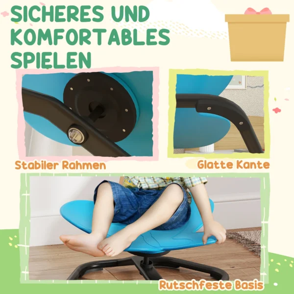 Aiyaplay sensorische draaistoel voor kinderen, vlinder vorm, bevordert balans en coördinatie, kunststof, metaal, blauw 6