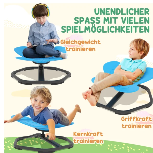 Aiyaplay sensorische draaistoel voor kinderen, vlinder vorm, bevordert balans en coördinatie, kunststof, metaal, blauw 7