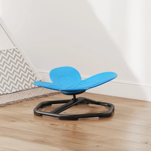 Aiyaplay sensorische draaistoel voor kinderen, vlinder vorm, bevordert balans en coördinatie, kunststof, metaal, blauw 9