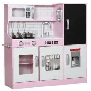 Aiyaplay speelkeukenset met potten, schoolbord, telefoon, ijsmachine, fornuis, 83,8 x 26,8 x 81 cm, roze 1