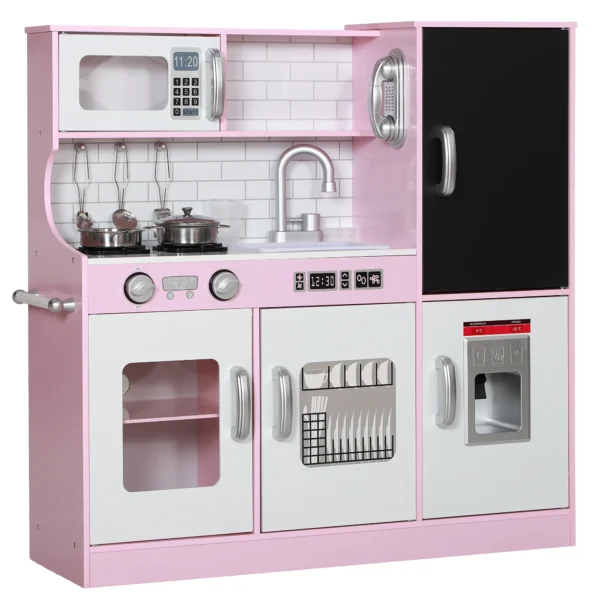 Aiyaplay speelkeukenset met potten, schoolbord, telefoon, ijsmachine, fornuis, 83,8 x 26,8 x 81 cm, roze 1