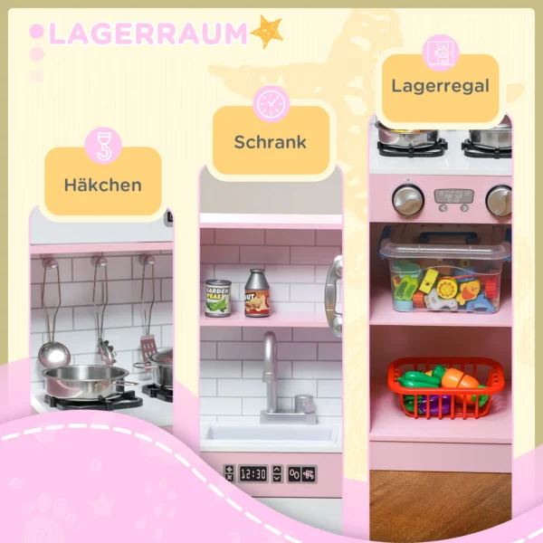 Aiyaplay speelkeukenset met potten, schoolbord, telefoon, ijsmachine, fornuis, 83,8 x 26,8 x 81 cm, roze 10