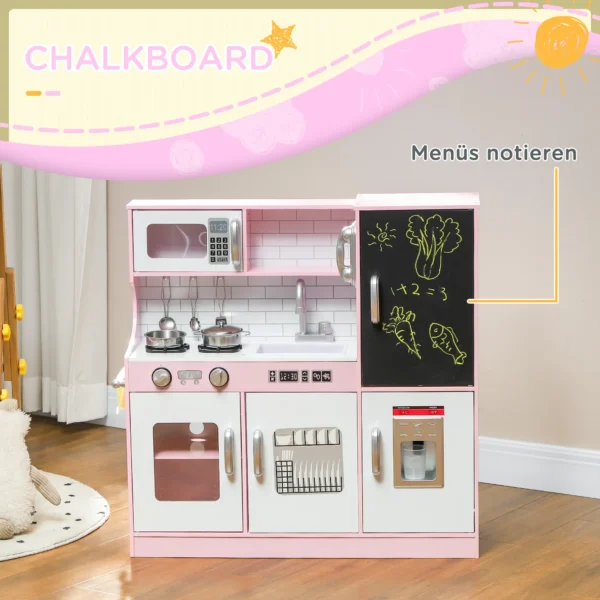 Aiyaplay speelkeukenset met potten, schoolbord, telefoon, ijsmachine, fornuis, 83,8 x 26,8 x 81 cm, roze 6