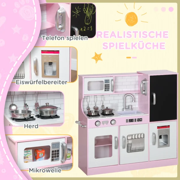 Aiyaplay speelkeukenset met potten, schoolbord, telefoon, ijsmachine, fornuis, 83,8 x 26,8 x 81 cm, roze 7