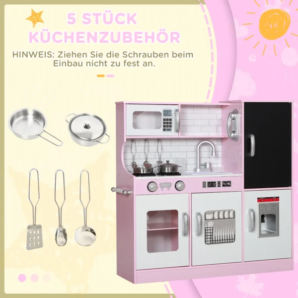 Aiyaplay speelkeukenset met potten, schoolbord, telefoon, ijsmachine, fornuis, 83,8 x 26,8 x 81 cm, roze 9