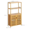 Badkamerkast, badkamerdressoir met lamellendeuren, badplank, bamboehout, natuurhout 4