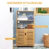 Badkamerkast, badkamerdressoir met lamellendeuren, badplank, bamboehout, natuurhout 5