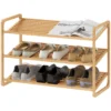 Bamboe rek, schoenenrek, gangrek, 3 traps ontwerp, 30 kg draagvermogen, hout 1