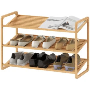Bamboe rek, schoenenrek, gangrek, 3 traps ontwerp, 30 kg draagvermogen, hout 1