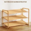 Bamboe rek, schoenenrek, gangrek, 3 traps ontwerp, 30 kg draagvermogen, hout 5