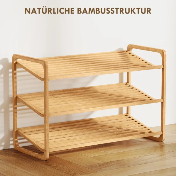 Bamboe rek, schoenenrek, gangrek, 3 traps ontwerp, 30 kg draagvermogen, hout 5