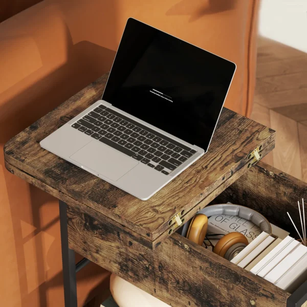 Bijzettafel nachtkastje met stekkerdoos, 2 niveaus, usb aansluitingen opbergruimte 60 x 29,8 x 58,5 cm rustiek bruin 10