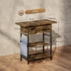 Bijzettafel nachtkastje met stekkerdoos, 2 niveaus, usb aansluitingen opbergruimte 60 x 29,8 x 58,5 cm rustiek bruin 4